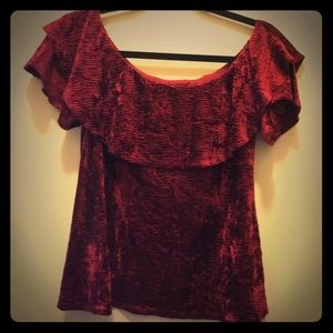 Red Velvet Off Shoulder Blouse